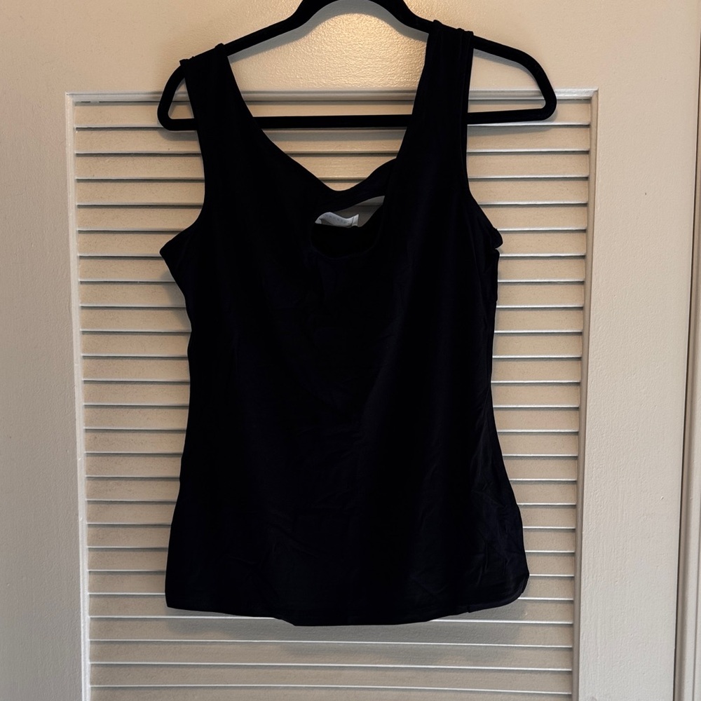 Elegant Black Keyhole Tank Top